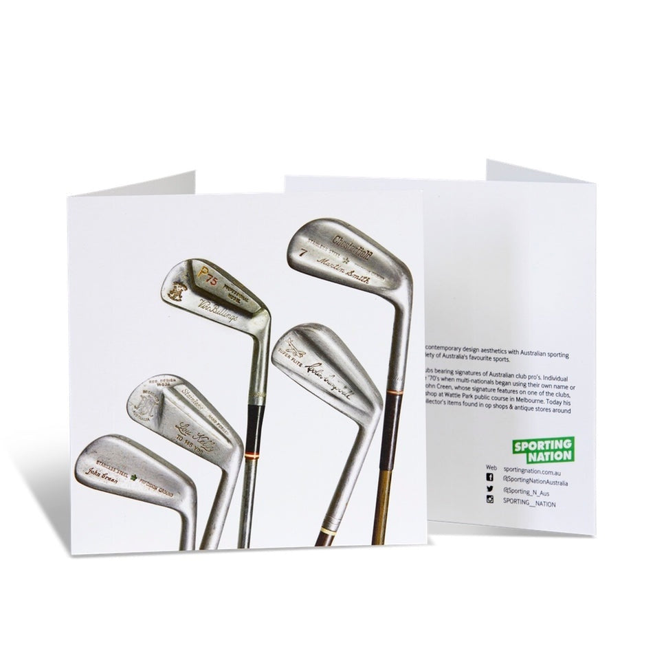Sporting Nation Greeting Card -  Vintage Signature Golf Clubs