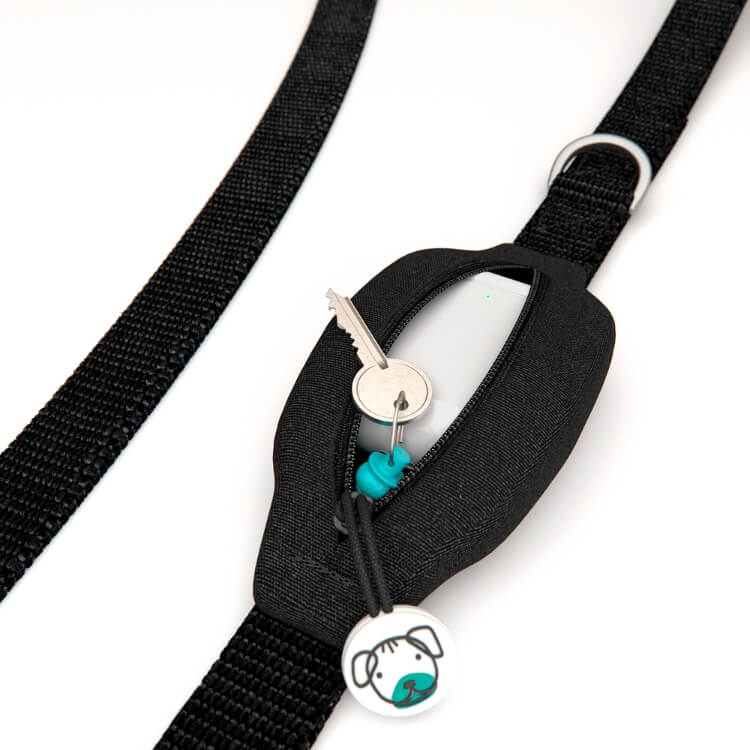 Dog Lead With Poop Bag Holder - Blue