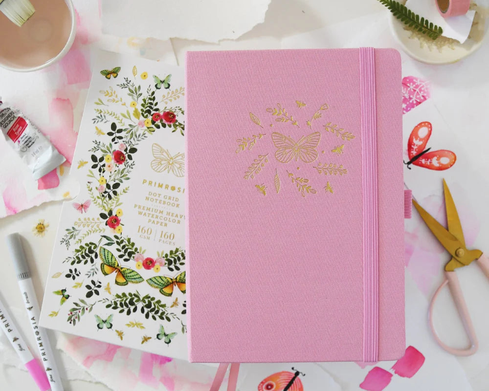 Dot Grid Notebook - Butterfly Blushing Pink
