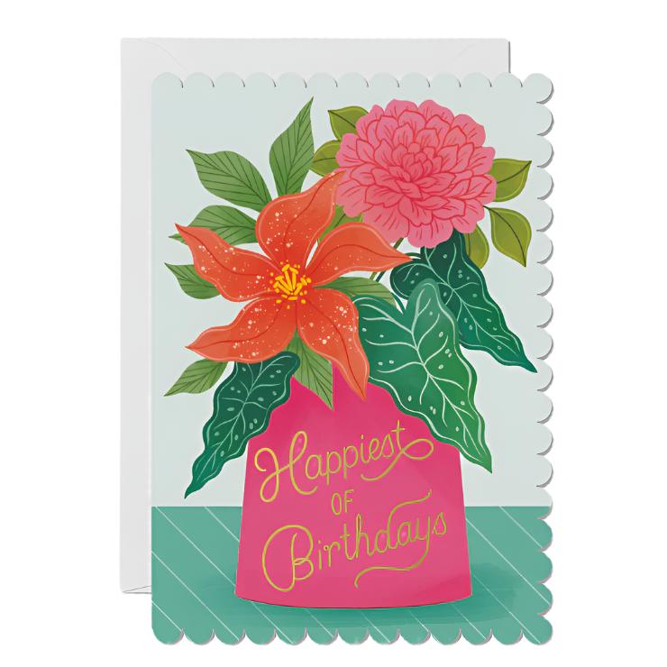 Happiest of Birthdays Vase Card