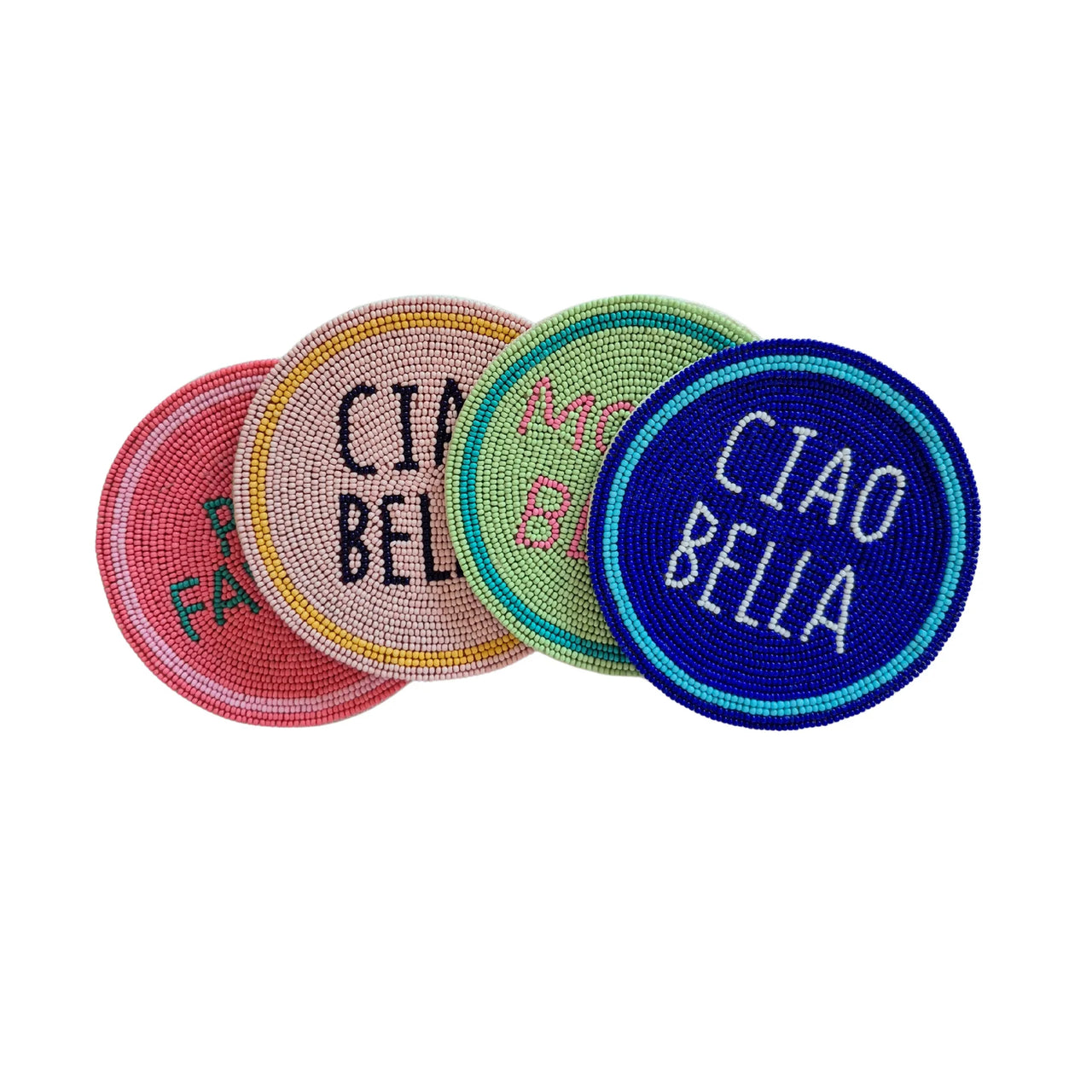Beaded Coaster Set of 4 - Ciao Bella, Per Favore, Molto Bene