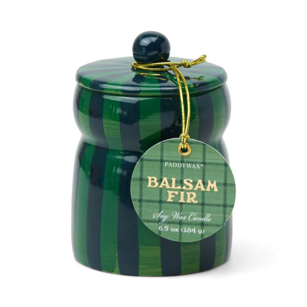 Striped Cabana Candle 6.5oz - Balsam Fir