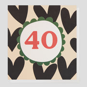 Age 40 Charcoal Hearts Card