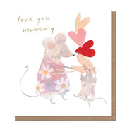 Love You Mummy Mice With Heart Stack Card