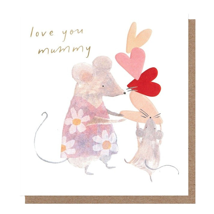 Love You Mummy Mice With Heart Stack Card