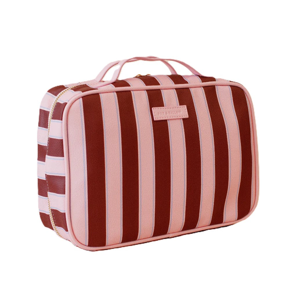 Burgundy Stripe Cosmetic Bag