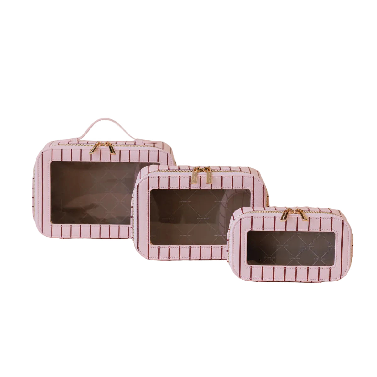 Rosé Pinstripe Cosmetic Nested Trio Set
