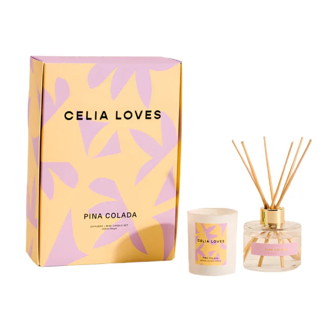 Celia Loves Diffuser & Mini Candle Set - Pina Colada