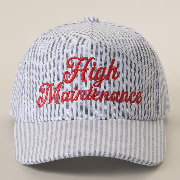 Embroidered Trucker Hat - High Maintenance - Navy