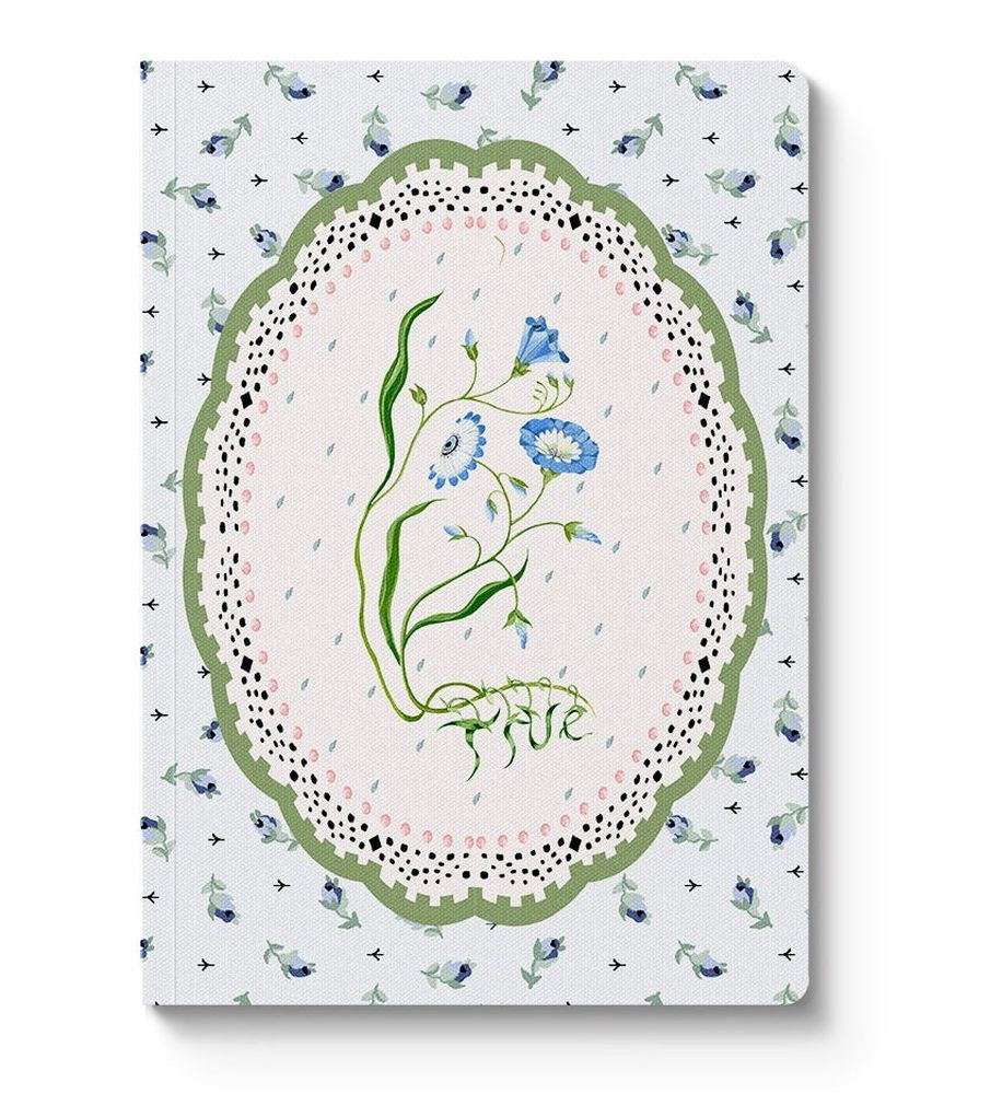 A5 Textured Soft Cover Notebook - Blue & Cream Roots Vignette