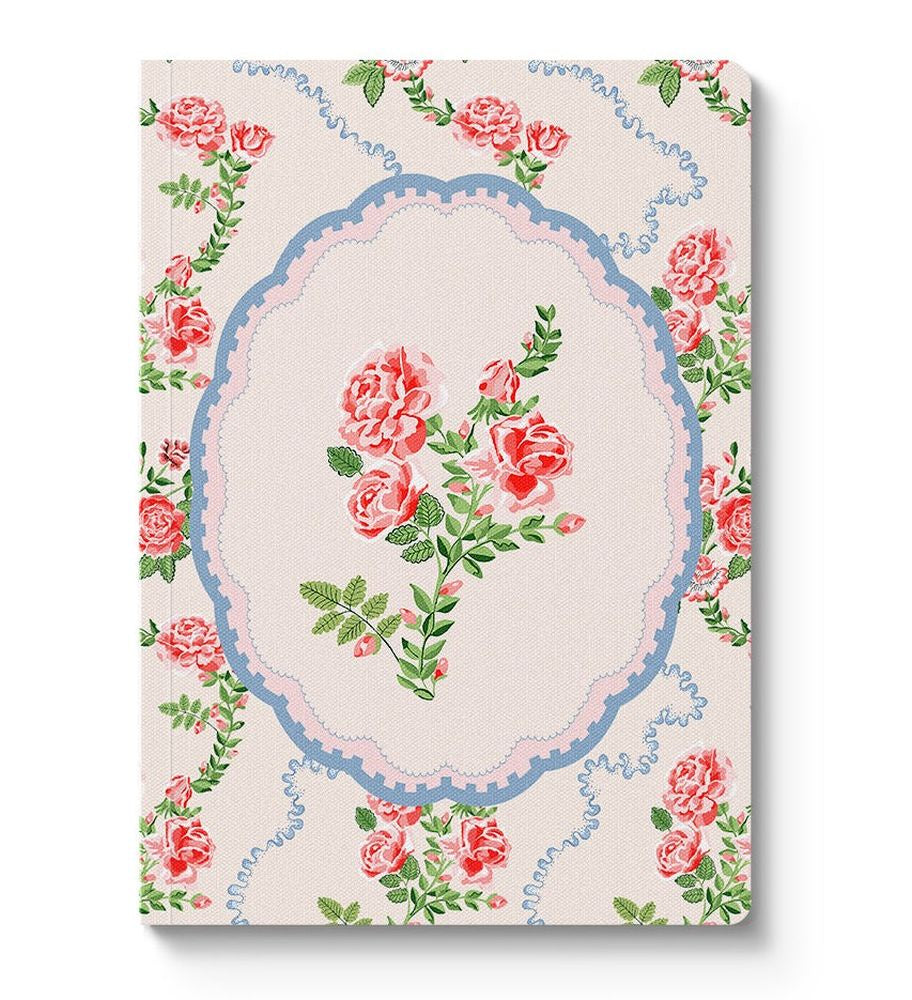 A5 Textured Soft Cover Notebook - Rose Flutter Vignette