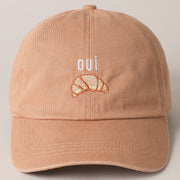 Embroidered Baseball Cap - Oui Croissant - Clay
