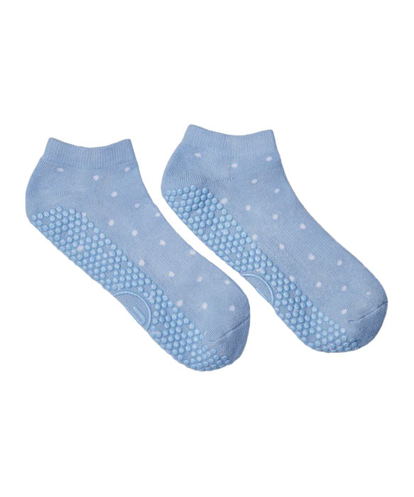 Classic Low Rise Grip Socks - Blue Polka Dots
