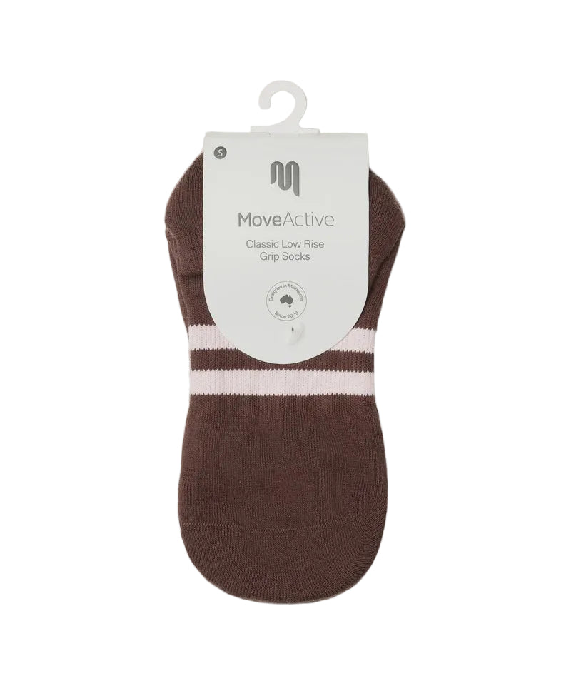 Classic Low Rise Grip Socks - Stripe Espresso