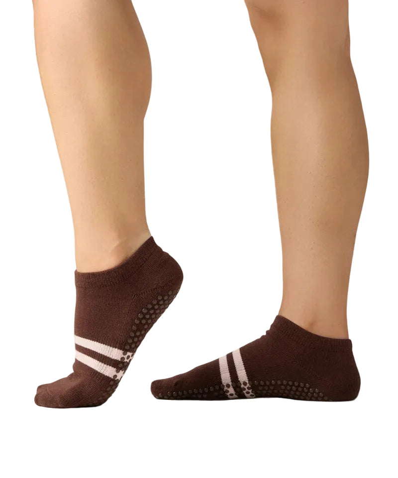 Classic Low Rise Grip Socks - Stripe Espresso