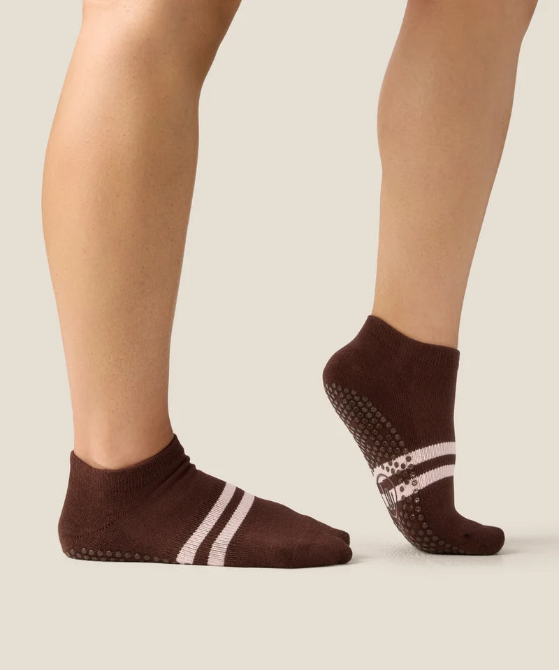 Classic Low Rise Grip Socks - Stripe Espresso