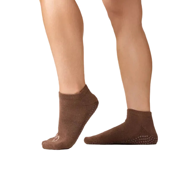 Classic Low Rise Grip Socks - Heart Vine Brown