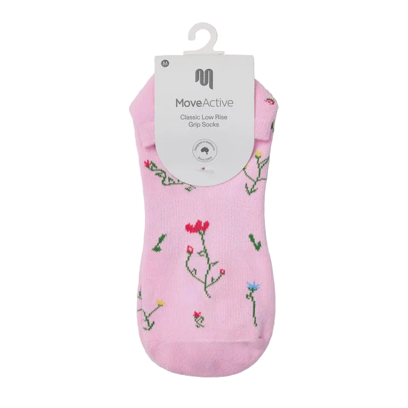 Classic Low Rise Grip Socks - Wildflower Pink