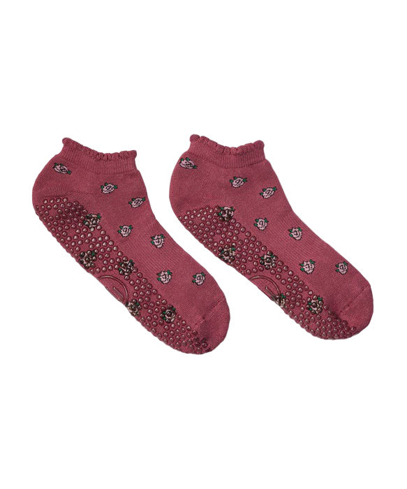Classic Low Rise Grip Socks - Wild Rose Berry