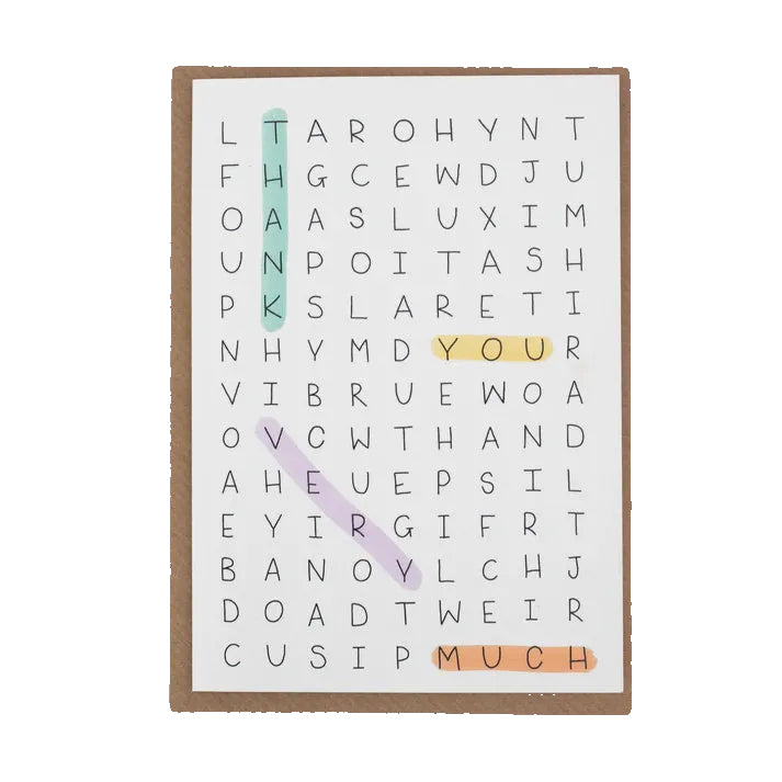 Word Search Thank You Card
