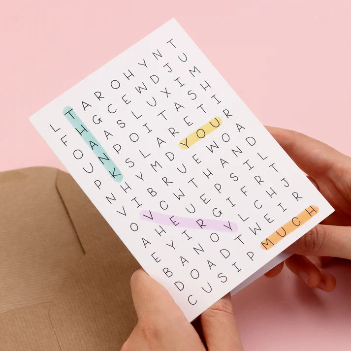 Word Search Thank You Card
