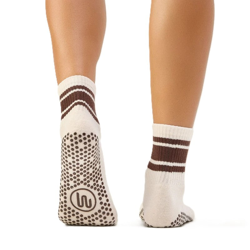 Crew Grip Socks - Oat Espresso Stripe