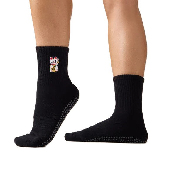 Crew Grip Socks - Fortune Kitty Black