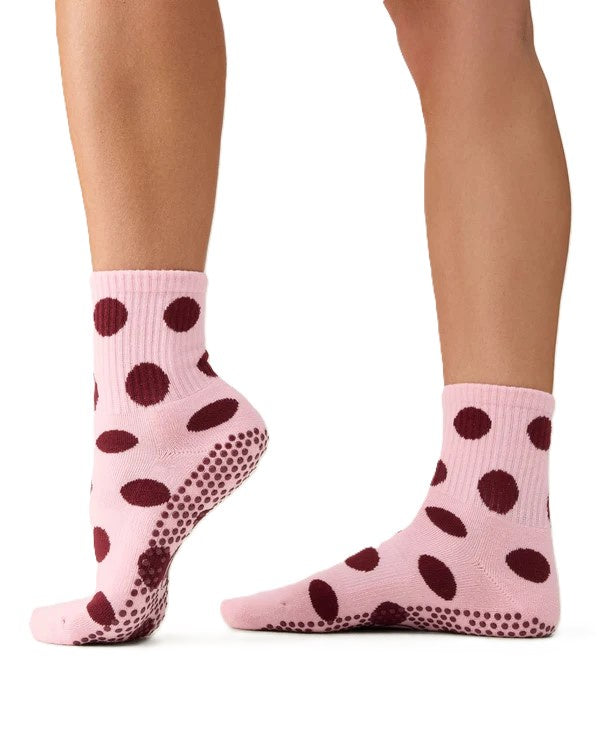 Crew Grip Socks - Polka Cabernet