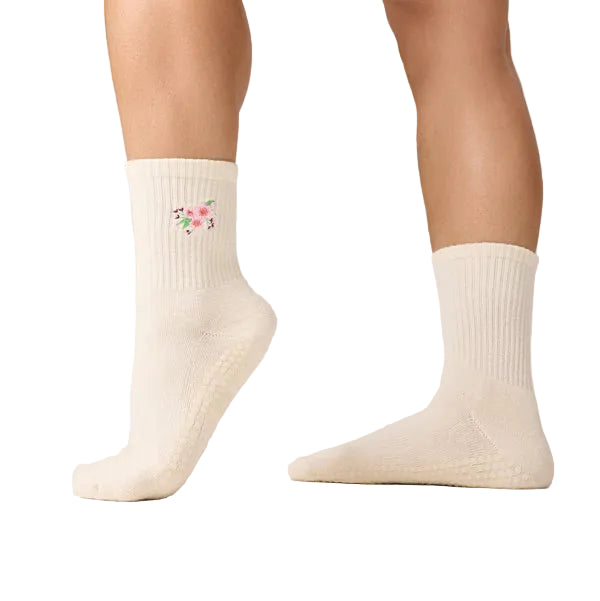 Crew Grip Socks - Cherry Blossom Ivory
