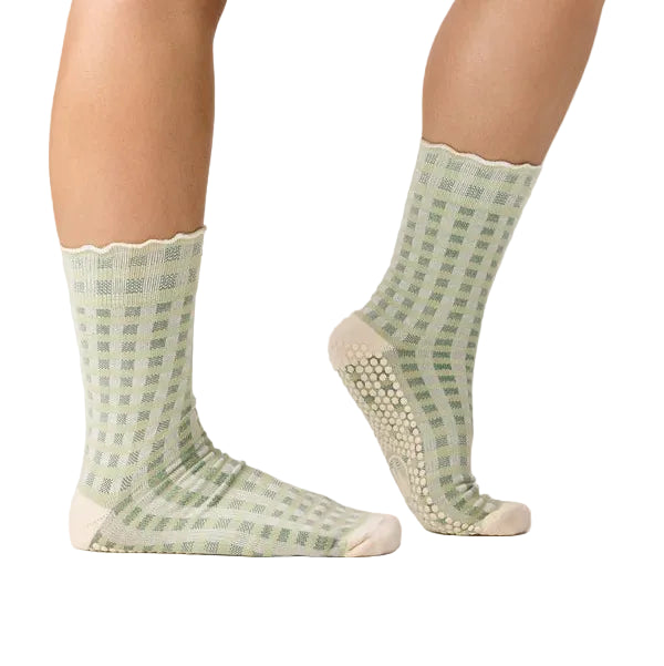 Crew Grip Socks - Gingham Frill Mint