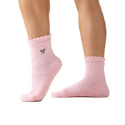 Crew Grip Socks - Heart Ruffle Pink