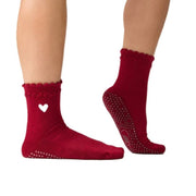 Crew Grip Socks - Heart Ruffle Burgundy