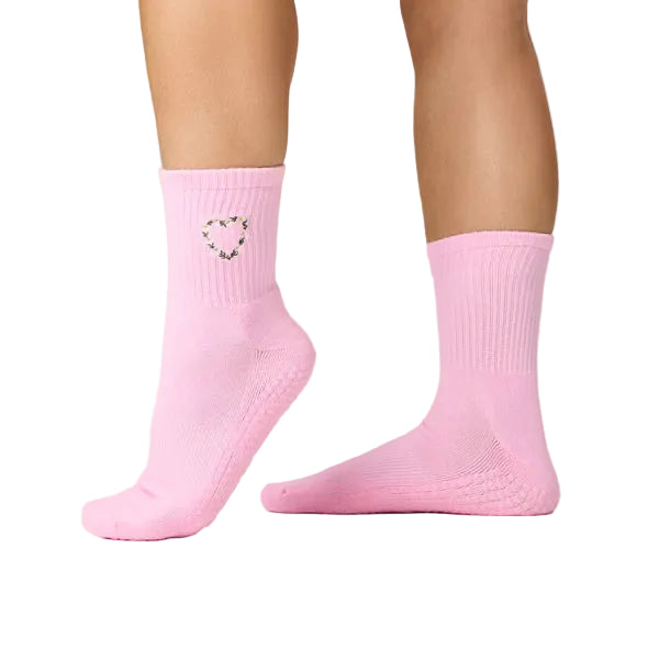 Crew Grip Socks - Heart Vine Pink