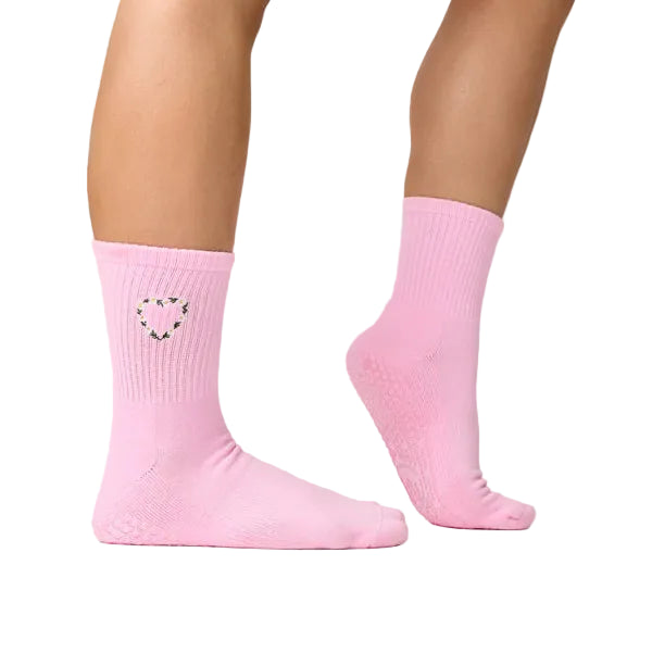 Crew Grip Socks - Heart Vine Pink