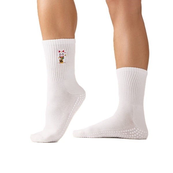 Crew Grip Socks - Fortune Kitty Ivory