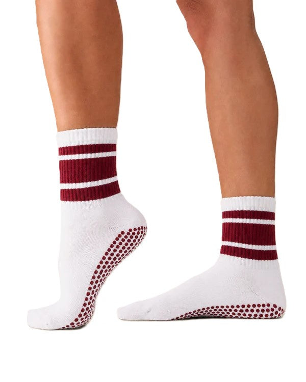 Crew Grip Socks - White Cabernet Stripe