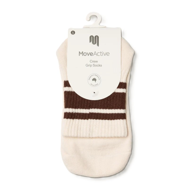 Crew Grip Socks - Oat Espresso Stripe