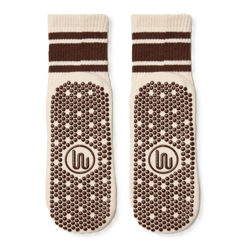 Crew Grip Socks - Oat Espresso Stripe