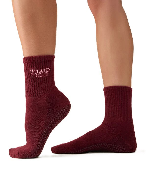 Crew Grip Socks - Pilates Club Cabernet
