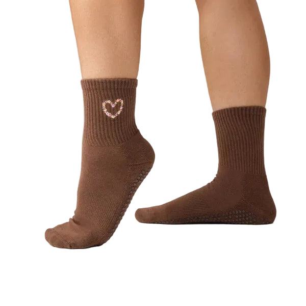 Crew Grip Socks - Heart Vine Brown