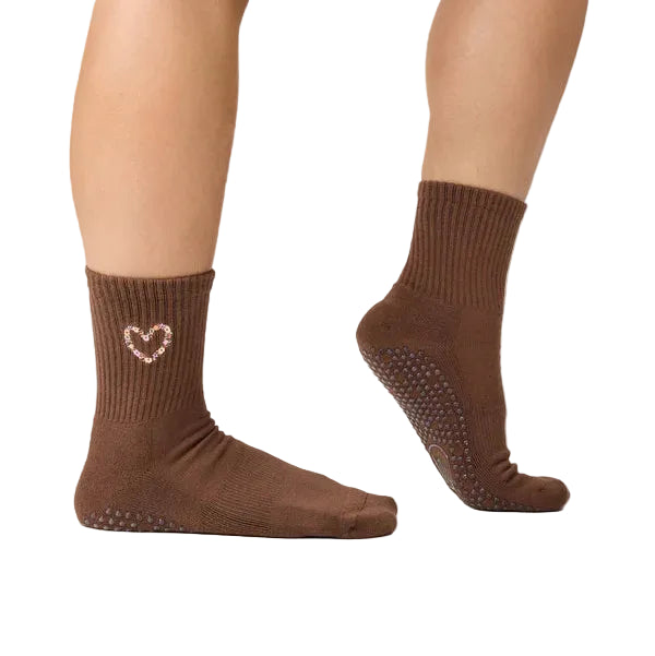 Crew Grip Socks - Heart Vine Brown