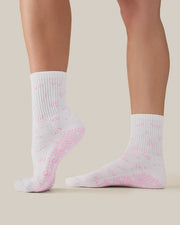 Crew Grip Socks - Breast Cancer White