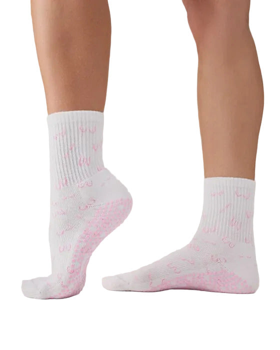 Crew Grip Socks - Breast Cancer White