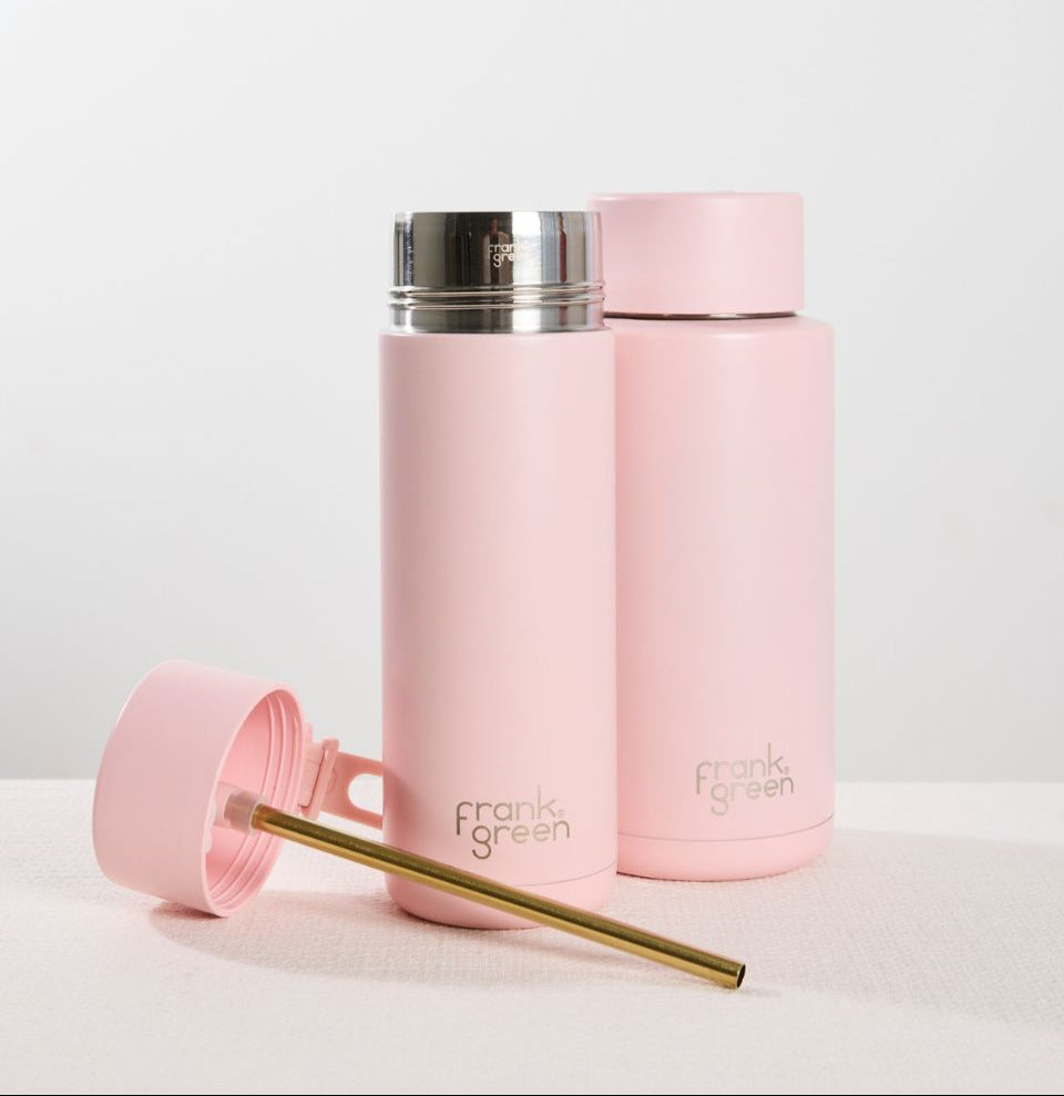 Ceramic Reusable Bottle with Straw Lid 595mL - Blushed