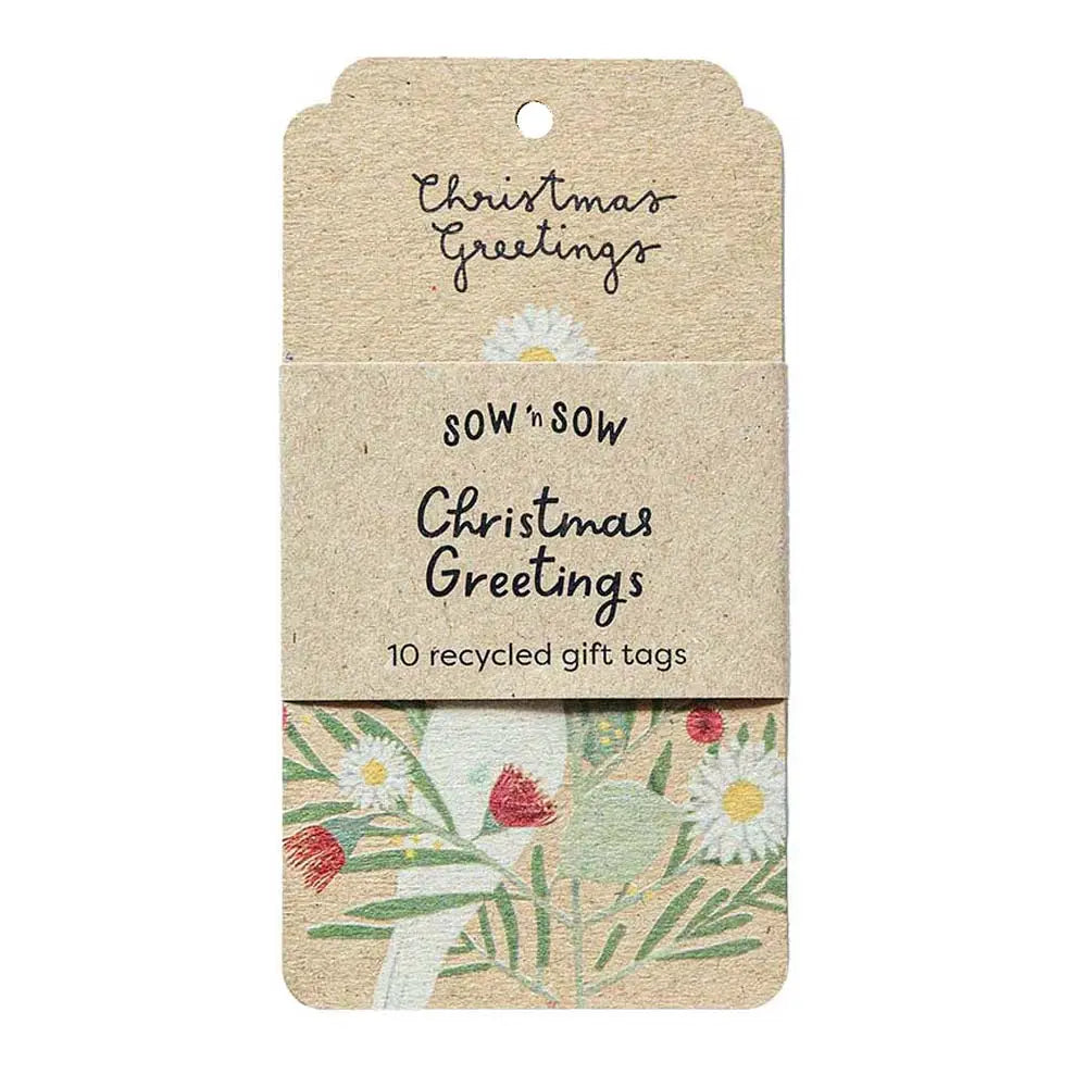 Recycled Gift Tags 10 Pack - Christmas Greetings