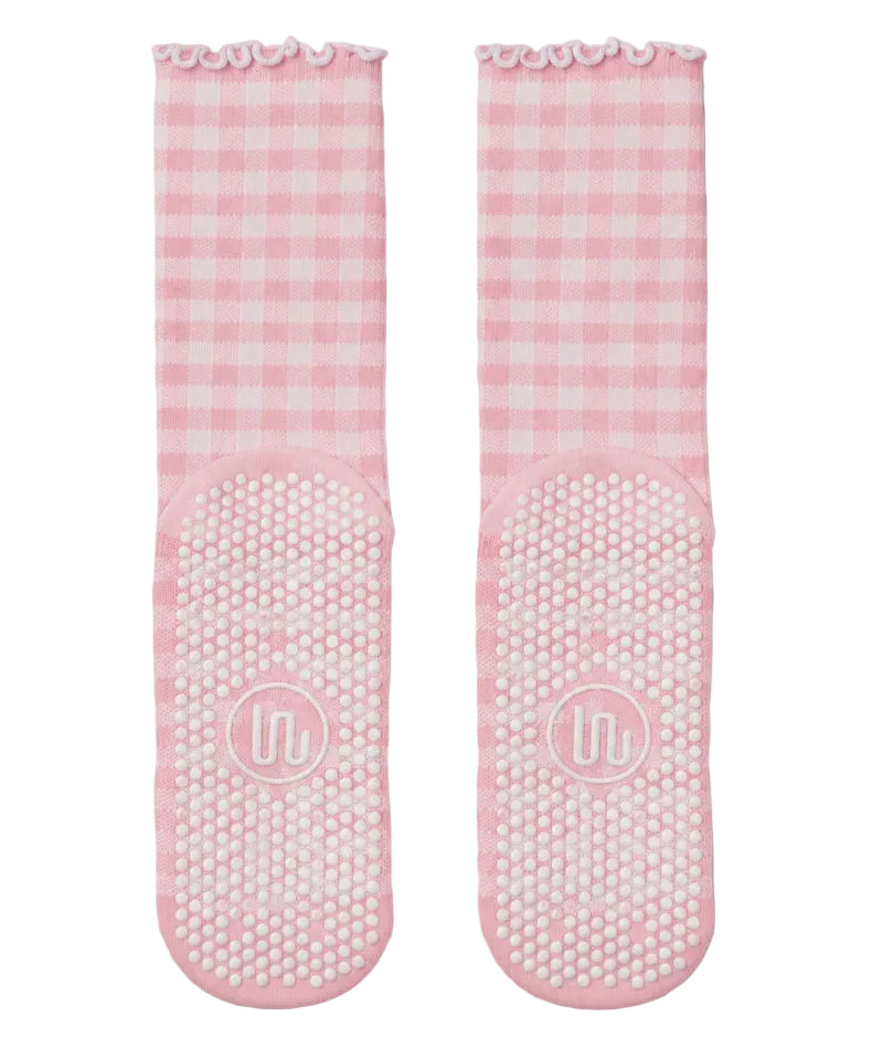 Crew Grip Socks - Picnic Check Pink