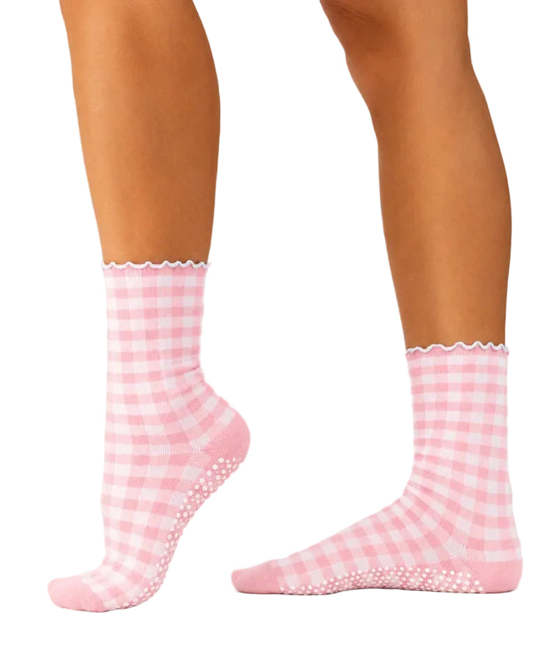 Crew Grip Socks - Picnic Check Pink