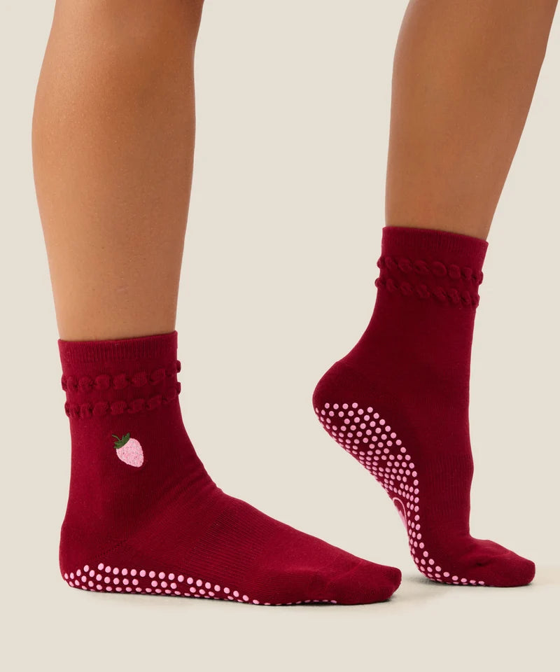 Crew Grip Socks - Strawberry Ruffle Ruby