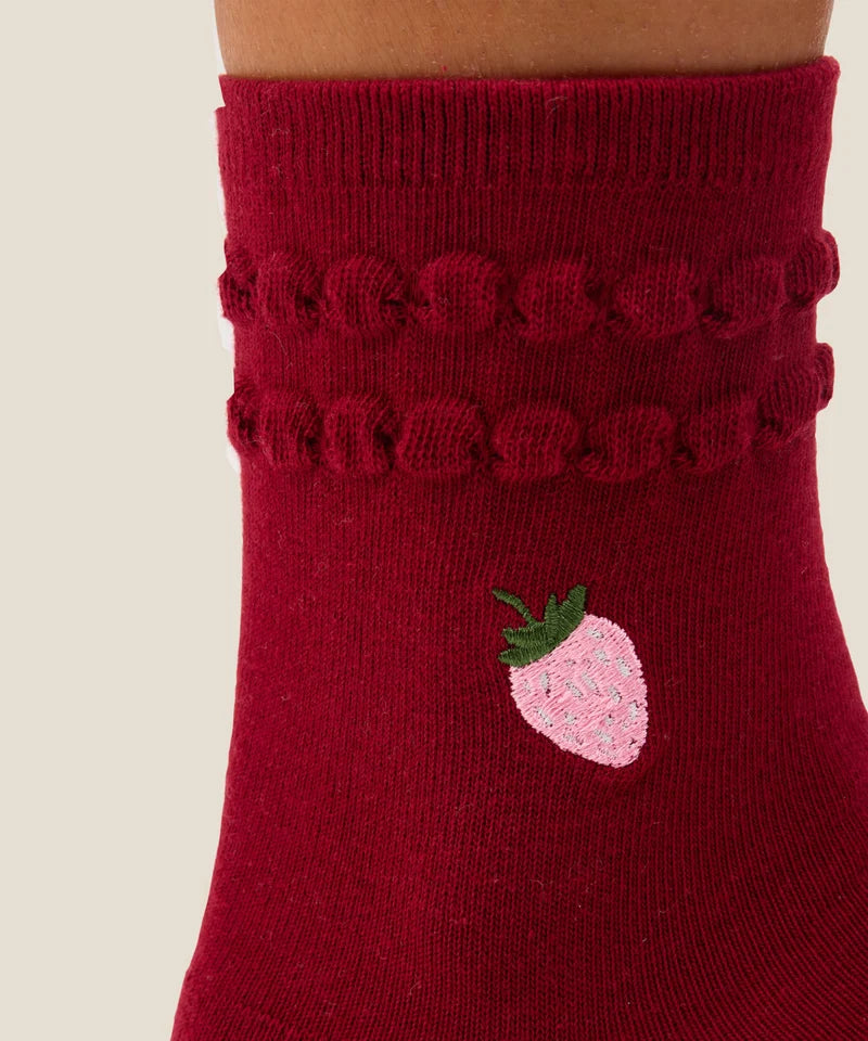 Crew Grip Socks - Strawberry Ruffle Ruby