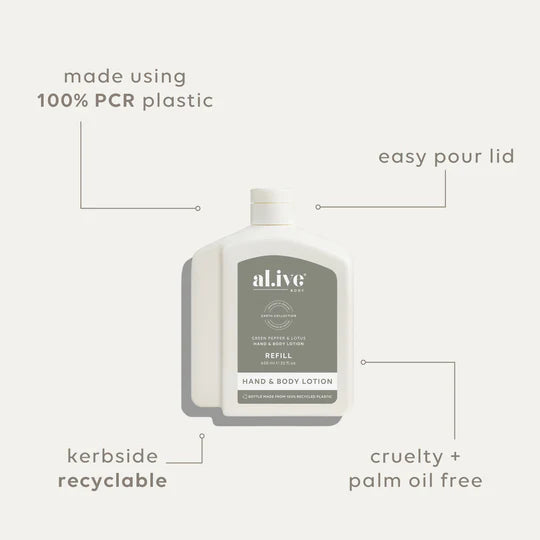 650ml Lotion Refill - Green Pepper & Lotus